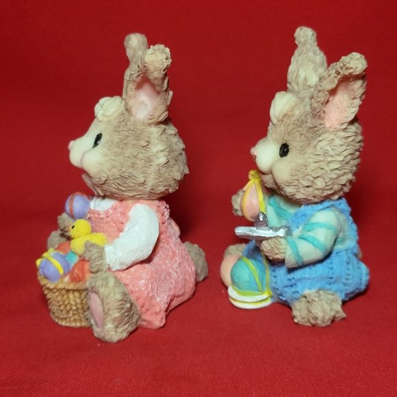 Ks Collection Sitting Happy Boy and Girl Bunny Rabbit Figurine - Picture 9 of 13